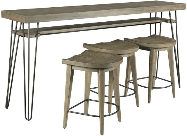 Hammary® Sanbern 4-Piece Soft Distressed Bar Console Set with Three Stools with Gray Base-2