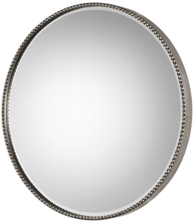 Uttermost® Stefania Antiqued Silver Leaf Round Mirror-4