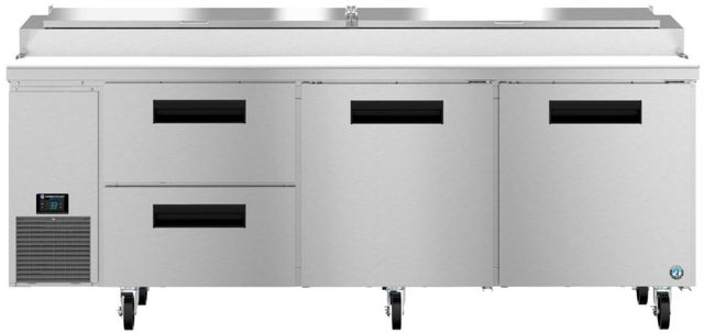 Hoshizaki 93" 29.3 Cu. Ft. Stainless Steel Three Section Pizza Prep Table Refrigerator with Drawer and Door Combo-0