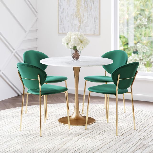 Zuo® Modern Fullerton White Dining Table with Gold Base-2