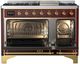 Ilve® Majestic III 48" Burgundy Pro Style Dual Fuel Natural Gas Range with Solid Door and Brass Trim-1