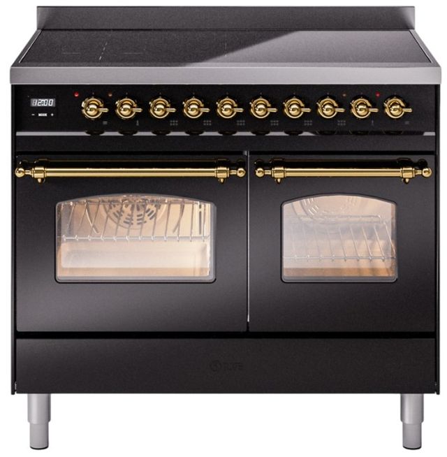 Ilve® Nostalgie II Series 40" Glossy Black Pro Style Induction Range-0