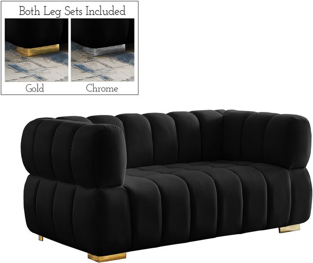 Meridian Furniture Gwen Black Velvet Loveseat-0