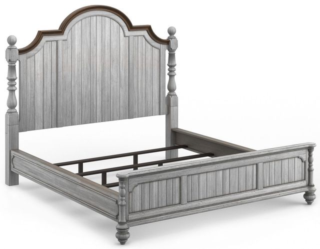 Flexsteel® Plymouth® 3-Piece Distressed Graywash Queen Poster Bedroom Set-1