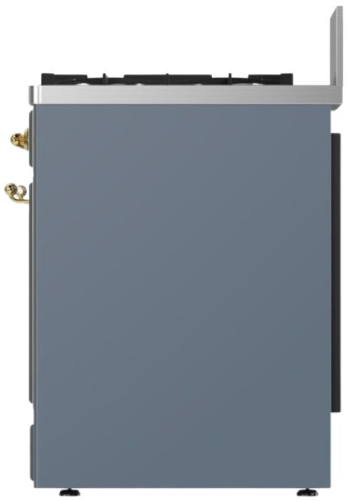Ilve® Majestic III 30" Blue Gray Pro Style Dual Fuel Natural Gas Range with 5 Black Brass Burners and Brass Trim-3