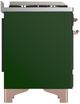 Ilve® Majestic III 40" Emerald Green Pro Style Dual Fuel Liquid Propane Range with Triple Glass Door and Copper Trim-3