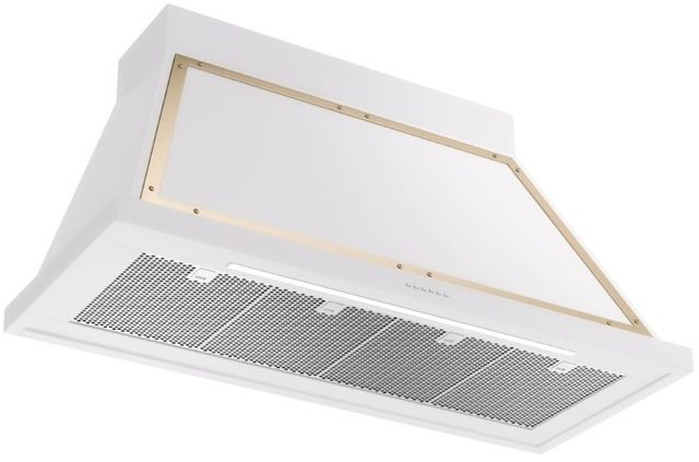 Ilve® Nostalgie II Noblesse 48" White Wall Mounted Range Hood with Brass Trim-1