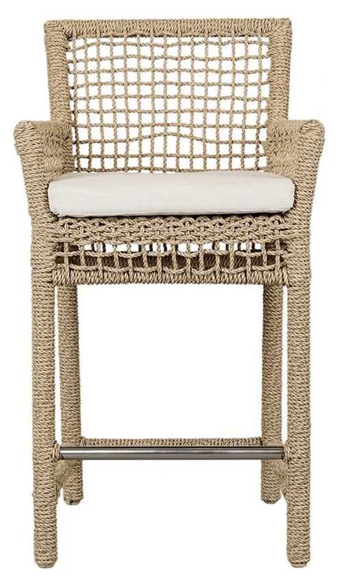 Classic Home Brisbane Natural Rope Outdoor Counter Stool-2