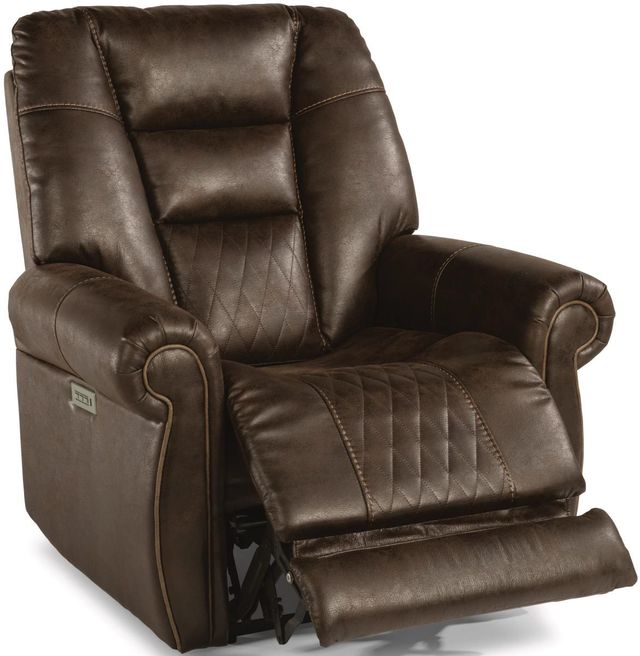 Flexsteel® Maverick Dark Brown Power Recliner with Power Headrest and Lumbar-2
