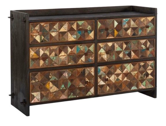 Home Trends & Design Rio 6-Drawer Black/Brown/Green/White Dresser-0