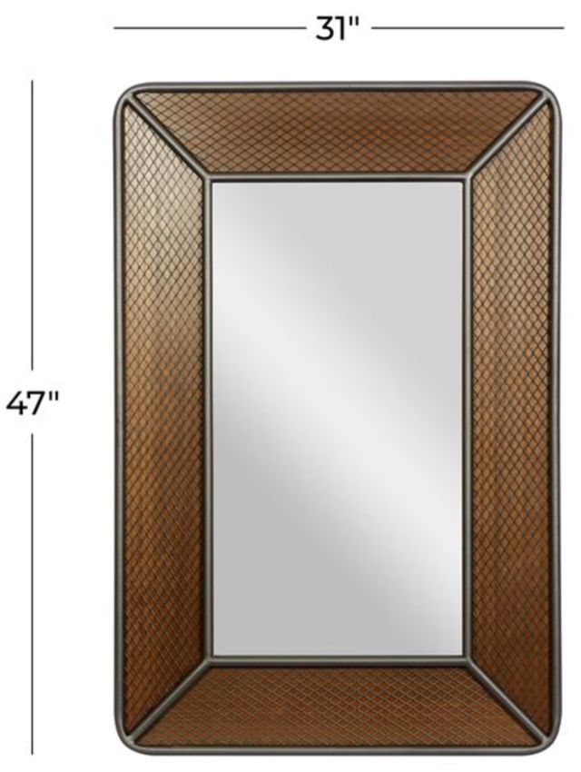 Deco Marche Brown 31” Wall Mirror with Netting Frame-3