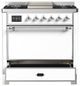 Ilve® Majestic III 36" White Pro Style Dual Fuel Natural Gas Range with Solid Door and Chrome Trim-3