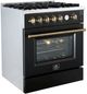 FORNO® Giovanni Series Alta Qualita 30" Black and Antique Brass Pro Style Gas Range-2