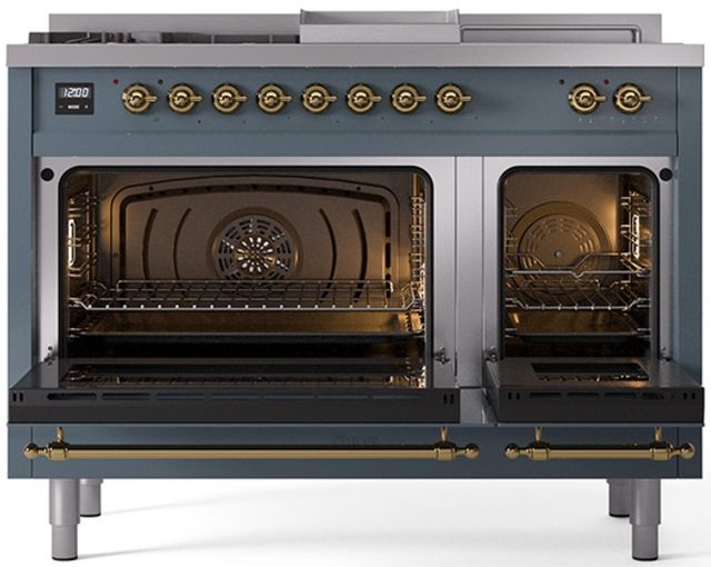 Ilve® Nostalgie II Series 48" Blue Grey Pro Style Dual Fuel Range-1