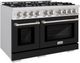 ZLINE Select 48" Stainless Steel Pro Style Gas Range with Black Matte Door-2