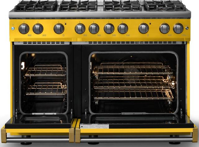Viking® 5 Series 48" Daffodil Pro Style Gas (NG) Range with Brushed Brass Trim-1