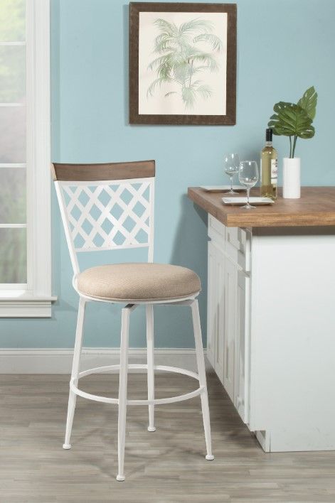 HH2 Home Greenfield Beige/White Swivel Counter Stool-3