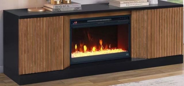 Legends Home Sutton Black/Brown 68" Fireplace Console-0