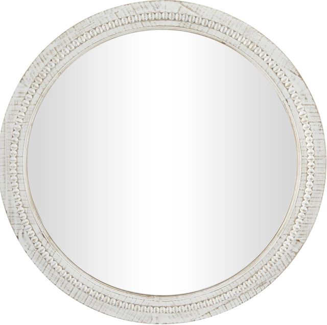 Deco Marche Distressed White Beaded Wall Mirror-0