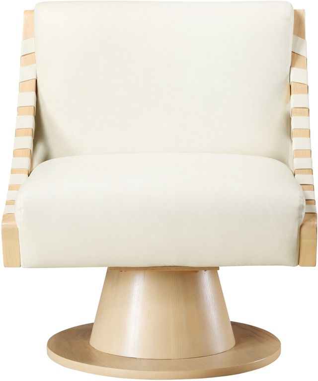 Meridian Furniture Millwin Cream/Natural Vegan Leather Swivel Accent Chair-1