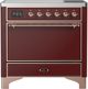 Ilve® Majestic III 36" Burgundy Pro Style Induction Range with Solid Door and Copper Trim-0