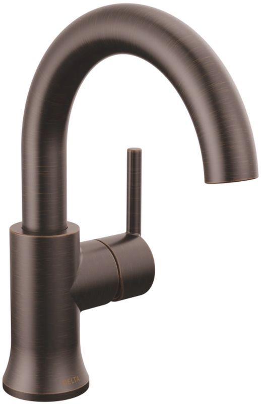 Delta Trinsic® Venetian Bronze Single Handle High-Arc Bathroom Faucet with Drain-0