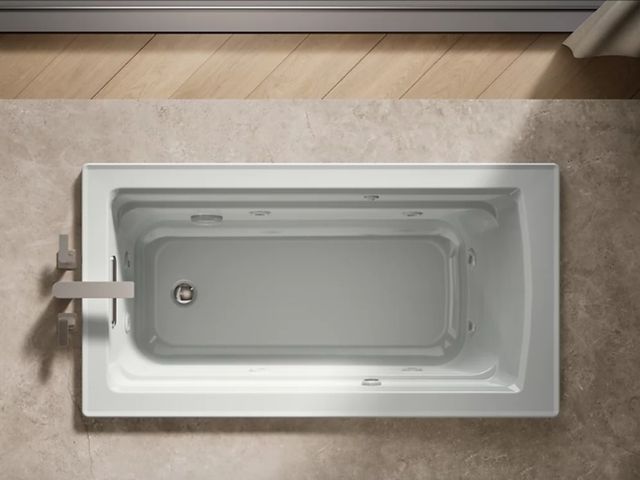 KOHLER® Archer® Ice Grey 60" x 32" Drop-In Whirlpool Bath with Bask® Heated Surface-1