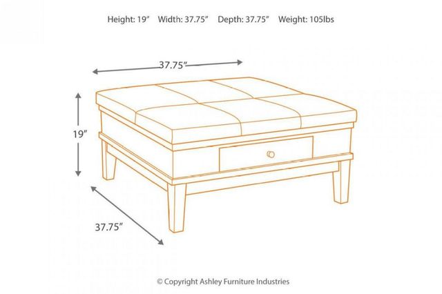 Signature Design by Ashley® Gately Medium Brown Upholstered Ottoman Lift Top Coffee Table-2