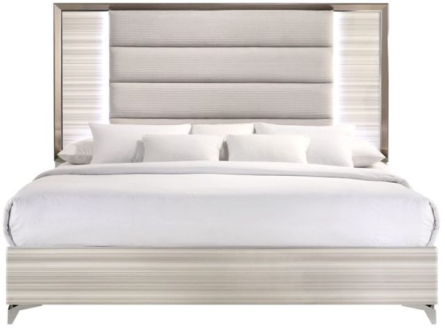 Global Furniture USA Zambrano Smooth White Queen Panel Bed with LED-1
