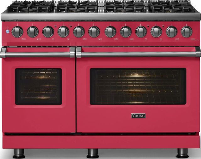 Viking® 5 Series 48" Valentine Pro Style Dual Fuel (NG) Range with Polished Chrome Trim-2