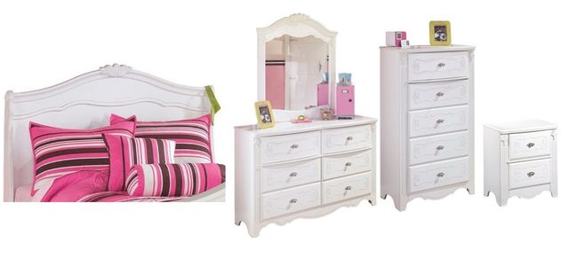 Signature Design by Ashley® Exquisite 6-Piece White Full Sleigh Headboard Youth Bedroom Set-0