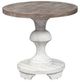 Liberty Furniture Sedona Gravel Round End Table with Heavy Distressed White Base-2