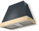 La Cornue CornuFé Euclid 36" Quintessential Teal Wall Mounted Range Hood with Polished Brass Trim-0