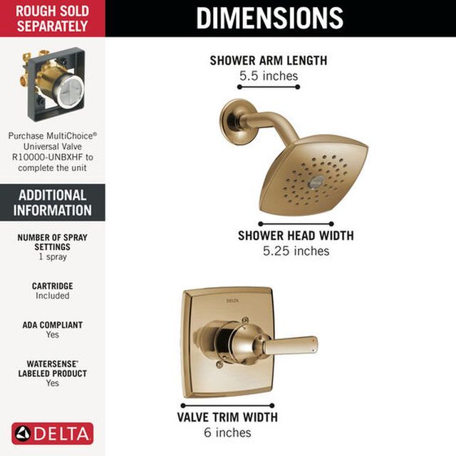 Delta Ashlyn® Monitor® 14 Series Champagne Bronze Shower Trim-3