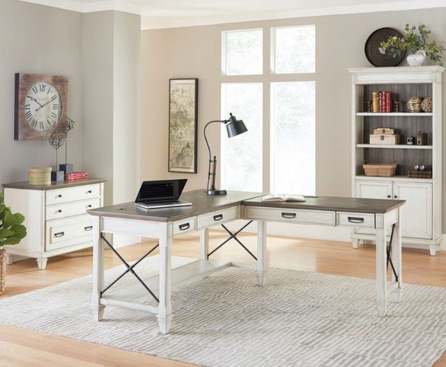 Martin Furniture Hartford Brown/White Open L-Shaped Desk -2