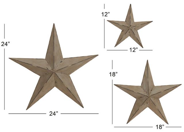 Deco Marche 3-Piece Light Brown Star Wall Decor-2
