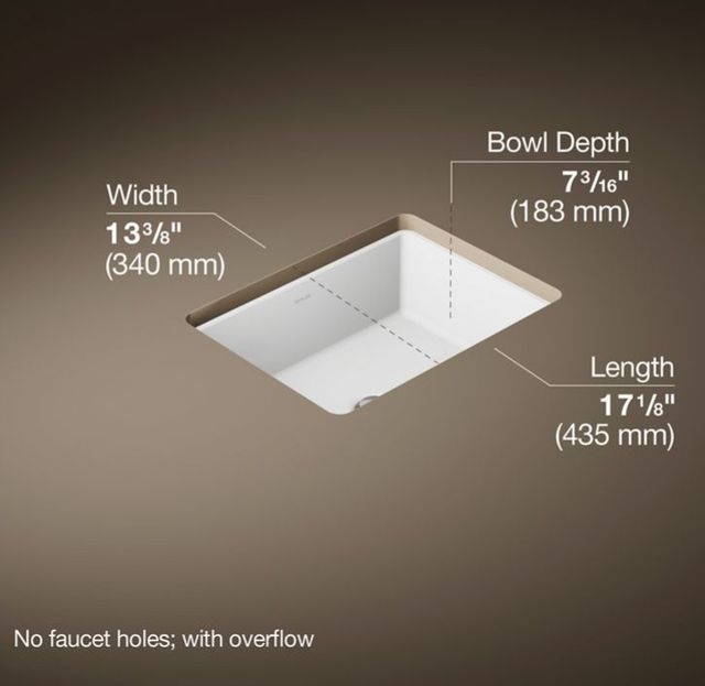Kohler Verticyl® White 17" Rectangular Undermount Bathroom Sink-3