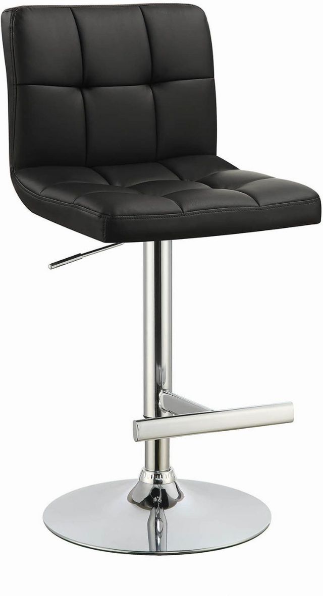 Coaster® Lenny 2-Piece Chrome/Black Adjustable Height Stools-1