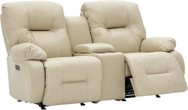 Best® Home Furnishings Customizable Brinley Leather Power Reclining Space Saver® Loveseat with Console and Tilt Headrest-1