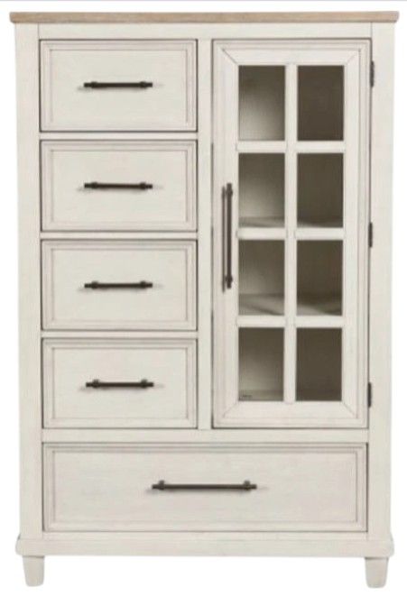 Benchcraft® Shaybrock Antique White/Brown Door Chest-1