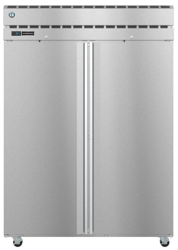 Hoshizaki Steelheart® 55" 52.55" 5 Cu. Ft. Stainless Steel Two Section Pass Thru Upright Freezer with Full Solid Doors and Lock-0