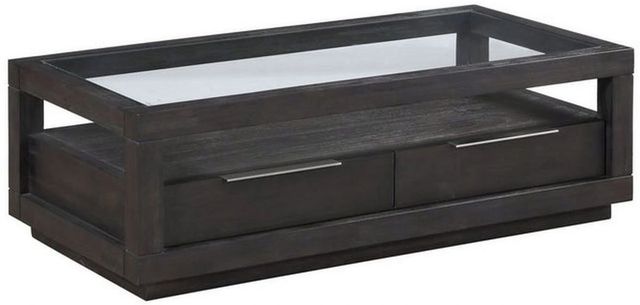Modus Furniture Oxford Glass Top Coffee Table with Basalt Gray Base-0