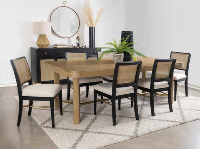 Coaster® Arini 7-Piece Black/Cream/Sand Wash Extension Leaf Dining Table Set-1