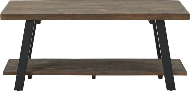Signature Design by Ashley® Chanzen Brown Coffee Table with Black Metal Legs-1