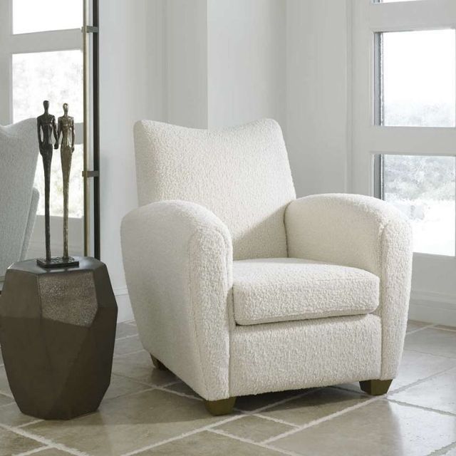 Uttermost® Teddy Off-White Shearling Accent Chair-1