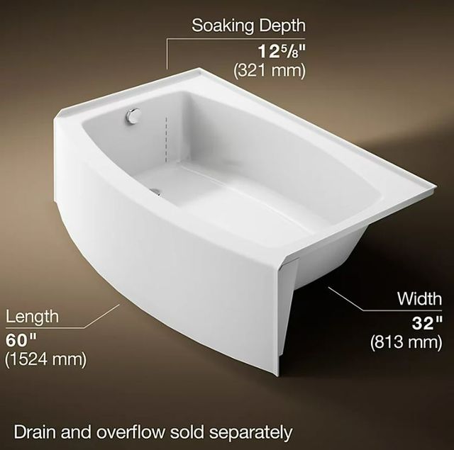KOHLER® Expanse® White 60" x 32" Alcove Bath - Left Drain-3