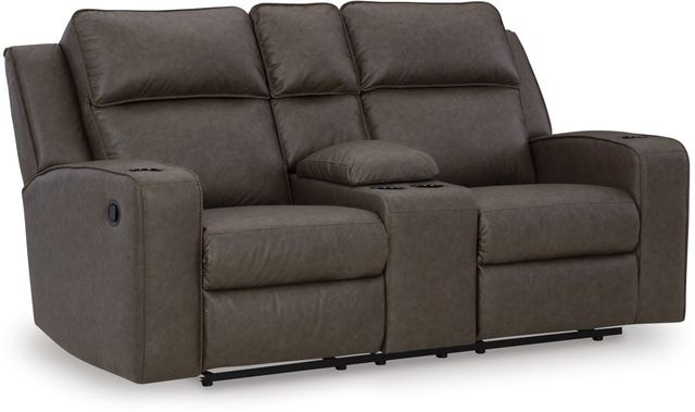 Signature Design by Ashley® Lavenhorne Umber Reclining Loveseat with Console-0