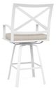 Sunset West Bristol Satin White Aluminum Swivel Outdoor Bar Stool with Canvas Flax Cushion-2