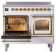 Ilve® Nostalgie II Noblesse 40'' White Pro Style Induction Range with Brass Trim-3