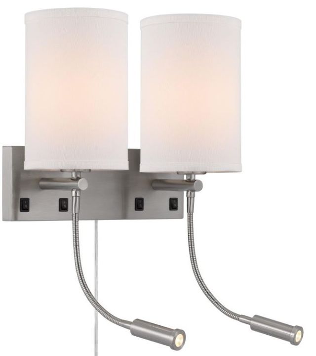 Cal® Lighting & Accessories Lakewood Brushed Steel/White Wall Lamp-1